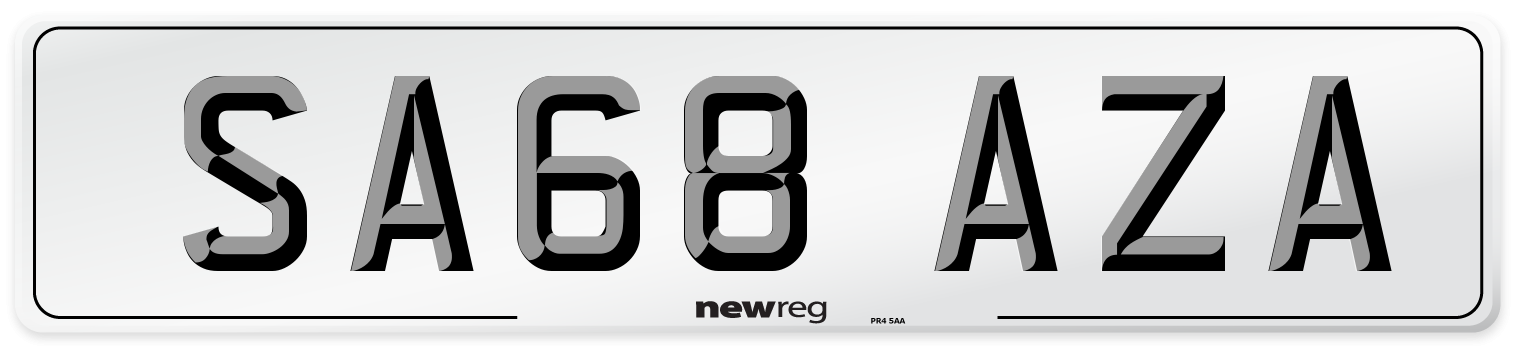 SA68 AZA Number Plate from New Reg